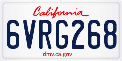 CA license plate 6VRG268