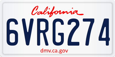 CA license plate 6VRG274