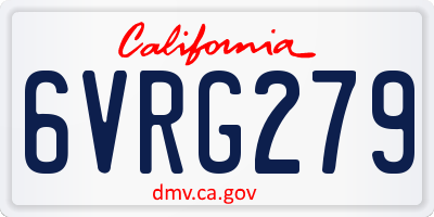 CA license plate 6VRG279