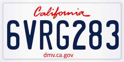 CA license plate 6VRG283