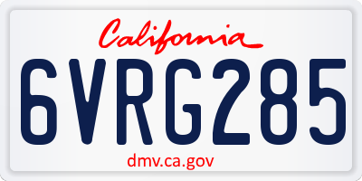 CA license plate 6VRG285