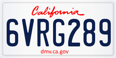 CA license plate 6VRG289