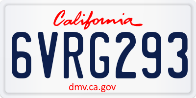CA license plate 6VRG293