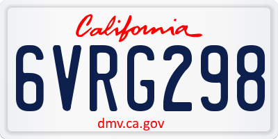 CA license plate 6VRG298