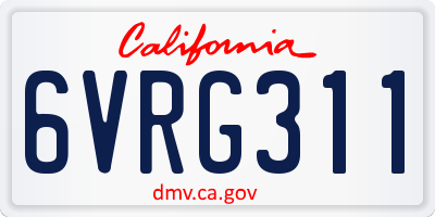 CA license plate 6VRG311