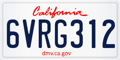 CA license plate 6VRG312