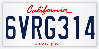 CA license plate 6VRG314