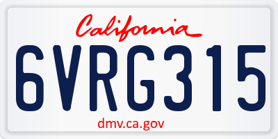 CA license plate 6VRG315