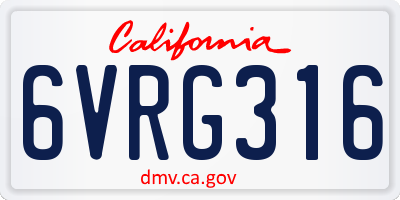CA license plate 6VRG316