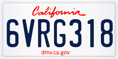 CA license plate 6VRG318