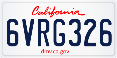 CA license plate 6VRG326