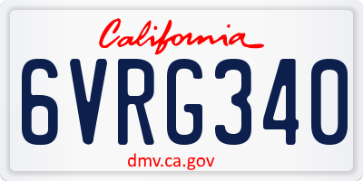 CA license plate 6VRG340