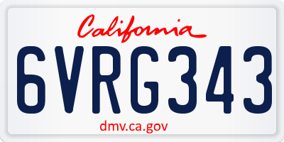CA license plate 6VRG343
