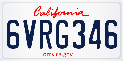 CA license plate 6VRG346