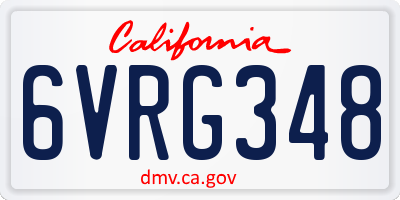 CA license plate 6VRG348