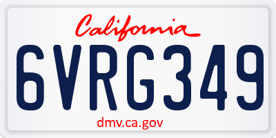 CA license plate 6VRG349