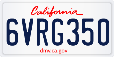 CA license plate 6VRG350
