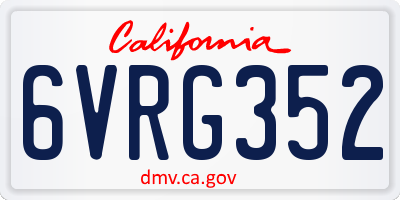 CA license plate 6VRG352