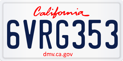 CA license plate 6VRG353
