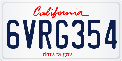 CA license plate 6VRG354