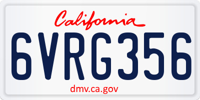CA license plate 6VRG356