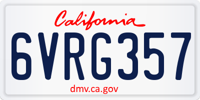 CA license plate 6VRG357