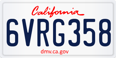 CA license plate 6VRG358