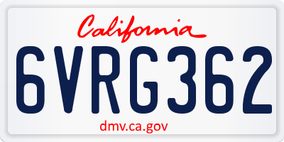 CA license plate 6VRG362