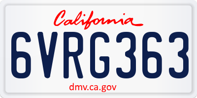 CA license plate 6VRG363