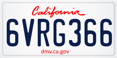 CA license plate 6VRG366