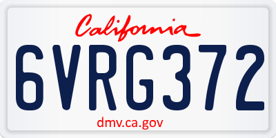 CA license plate 6VRG372