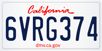CA license plate 6VRG374