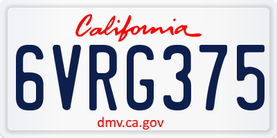CA license plate 6VRG375
