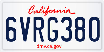 CA license plate 6VRG380