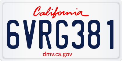 CA license plate 6VRG381