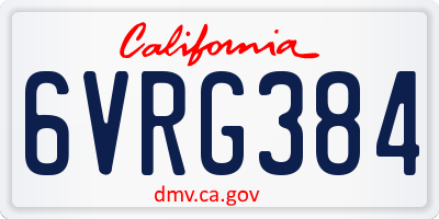 CA license plate 6VRG384