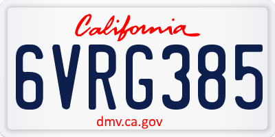 CA license plate 6VRG385