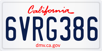 CA license plate 6VRG386