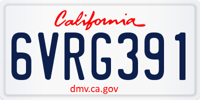CA license plate 6VRG391