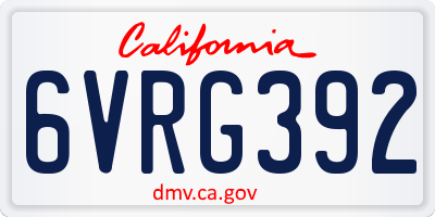 CA license plate 6VRG392