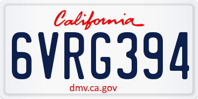 CA license plate 6VRG394