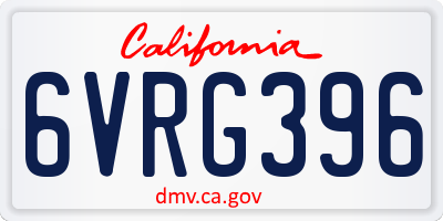 CA license plate 6VRG396