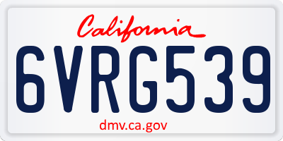CA license plate 6VRG539