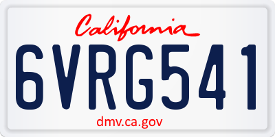 CA license plate 6VRG541