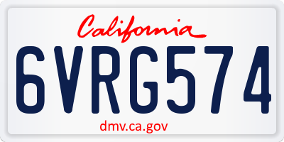 CA license plate 6VRG574