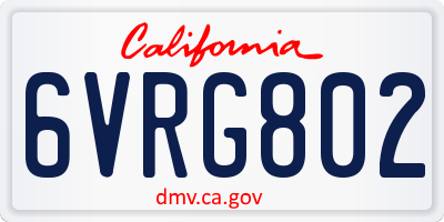 CA license plate 6VRG802