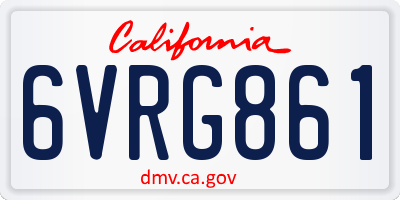 CA license plate 6VRG861