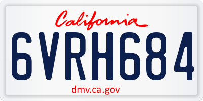 CA license plate 6VRH684