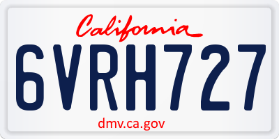 CA license plate 6VRH727