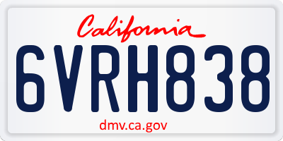 CA license plate 6VRH838